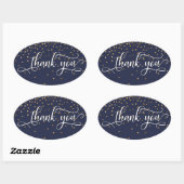 Elegant Dank u, Gouden Confetti op Midnight Blue Ovale Sticker (Vel)