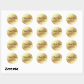 Elegant dank u, gouden metalen kleine onderneming ronde sticker (Vel)
