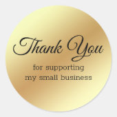 Elegant dank u, gouden metalen kleine onderneming ronde sticker (Voorkant)