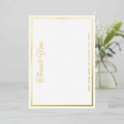 Elegant dank u grens zilver gouden folie notecard folie uitnodiging (Staand Voorkant)