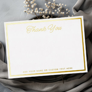 Elegant dank u grens zilver gouden folie notecard uitnodiging