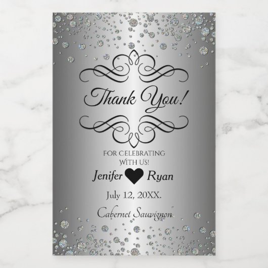 Elegant Dank u Mini Wijnfles Label Wijn Etiket (Enkel label)