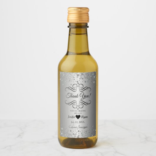 Elegant Dank u Mini Wijnfles Label Wijn Etiket (Voorkant)