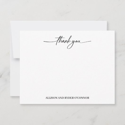 Elegant dank u modern script koppel notitiekaartje (Voorkant)