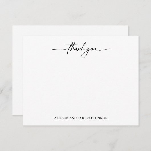 Elegant dank u modern script koppel notitiekaartje (Voorkant / Achterkant)