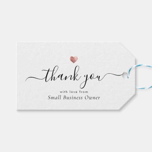 Elegant dank u modern script Roos Gold Business Cadeaulabel (Voorkant (Horizontaal))