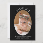 Elegant Dank u Oval Black Baby Foto Aankondiging (Voorkant)