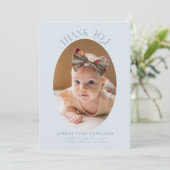 Elegant Dank u Oval Blue Baby Foto Aankondiging (Staand voorkant)