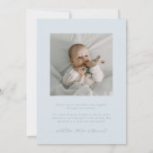 Elegant Dank u Oval Blue Baby Foto Aankondiging (Achterkant)