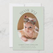 Elegant Dank u Oval GreenBaby Foto Aankondiging (Voorkant)