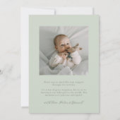 Elegant Dank u Oval GreenBaby Foto Aankondiging (Achterkant)
