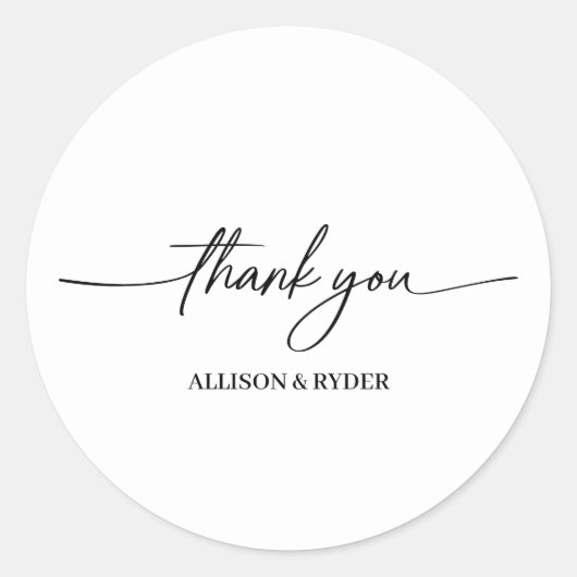 Elegant Dank U Script Trouwgeschenk Ronde Sticker (Voorkant)