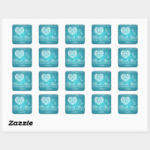 Elegant dank u sleutel tot mijn hart turquoise vierkante sticker (Vel)