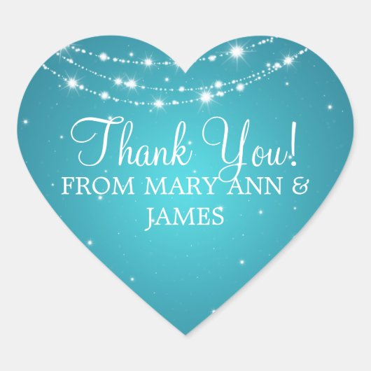 Elegant Dank u Sparkling Chain Blue Hart Sticker (Voorkant)