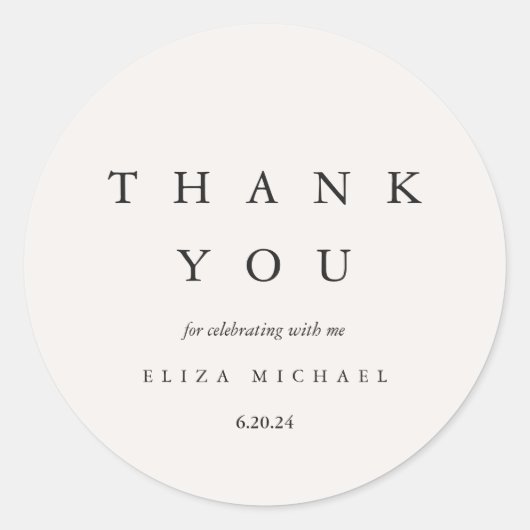 Elegant dank u Taupe Vrijgezellenfeest Ronde Sticker (Voorkant)