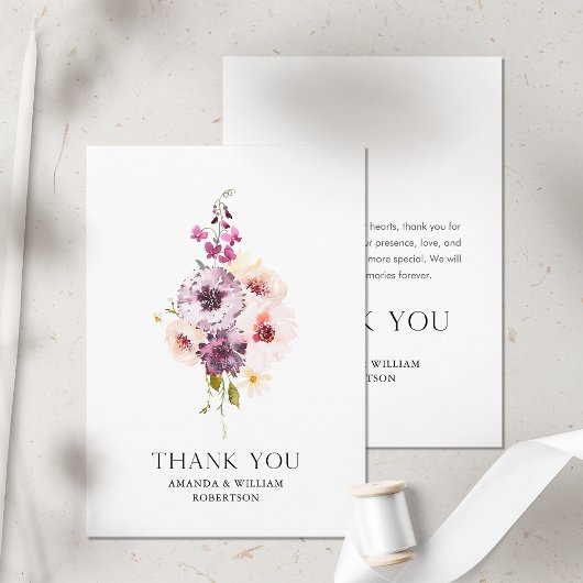 Elegant Dank U Trouwtafel Kaart met Bloemen Ontwer Notitiekaartje