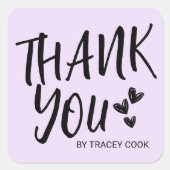 Elegant Dank u Typografie Lavendel Minimaal Vierkante Sticker (Voorkant)