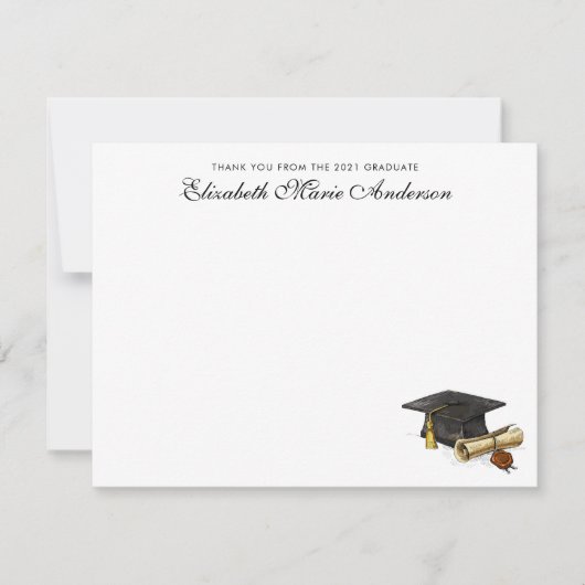 Elegant dank u van het Afstuderen Pet Afstuderen Notitiekaartje (Voorkant)