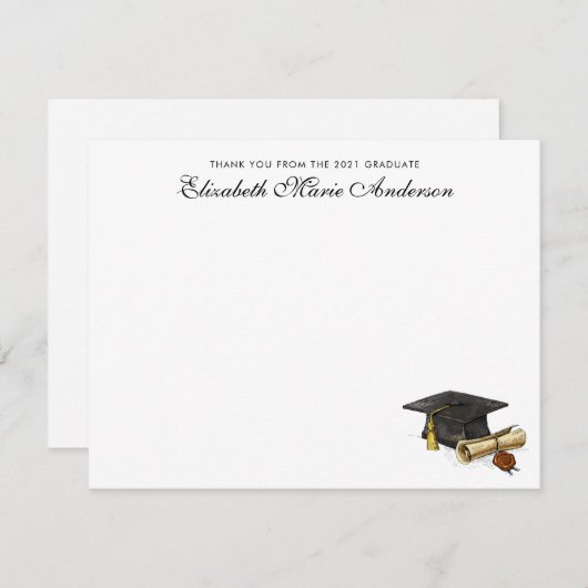 Elegant dank u van het Afstuderen Pet Afstuderen Notitiekaartje (Voorkant / Achterkant)