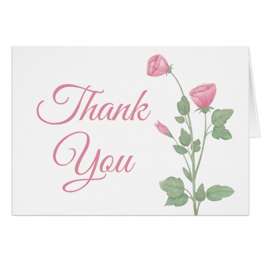 Elegant dank u Waterverf roze bloemenbruiloft (Voorkant Horizontaal)