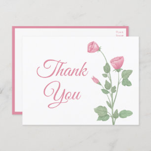 Elegant dank u Waterverf Spring Pink Floral Briefkaart