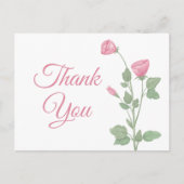 Elegant dank u Waterverf Spring Pink Floral Briefkaart (Voorkant)