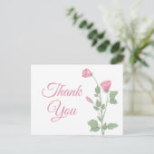 Elegant dank u Waterverf Spring Pink Floral Briefkaart (Staand voorkant)