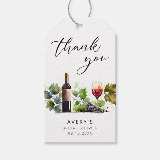 Elegant dank u wijn Vrijgezellenfeest Cadeaulabel (Voorkant)