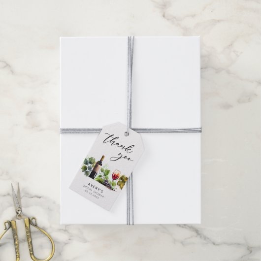 Elegant dank u wijn Vrijgezellenfeest Cadeaulabel (Met Touw)