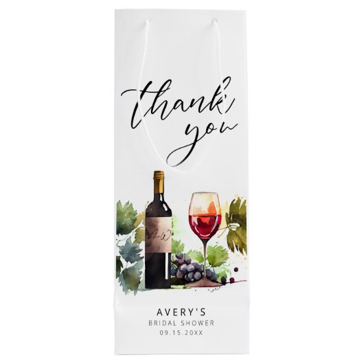 Elegant dank u wijnthema Vrijgezellenfeest Wijn Cadeautas (Achterkant)