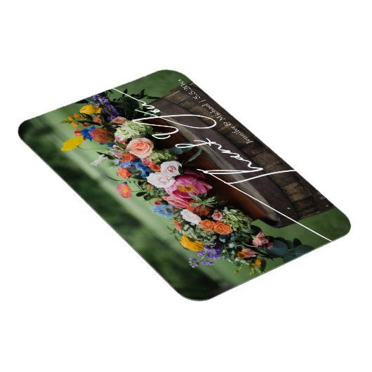 Elegant dank u wit handschrift bruiloft foto magneet (Rechterzijde)