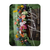 Elegant dank u wit handschrift bruiloft foto magneet (Verticaal)