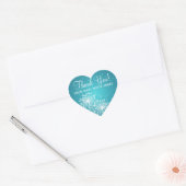 Elegant Dank u Zomer Sparkle Turquoise Hart Sticker (Envelop)