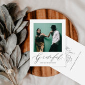 Elegant dankbaar script foto bruiloft dank u briefkaart