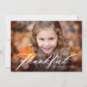 Elegant Dankbaar Vet Script Foto Thanksgiving Feestdagenkaart (Voorkant)