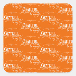 Elegant Dankbare Thanksgiving Herfst Sinaasappel Vierkante Sticker