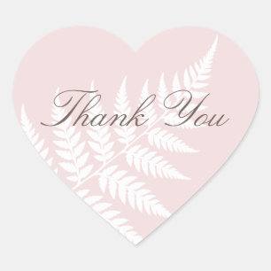 Elegant Dankjewel Roze Witte Varens Hart Sticker