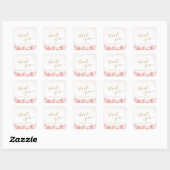 Elegant dankjewel script goud & blush bloemen vierkante sticker (Vel)