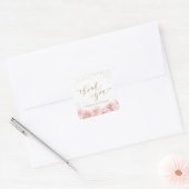 Elegant dankjewel script goud & blush bloemen vierkante sticker (Envelop)