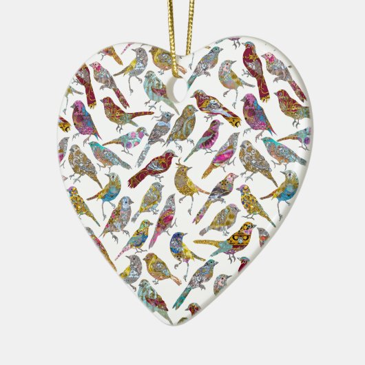 Elegant dansende kerkvogels keramisch ornament (Links)