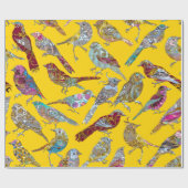 Elegant Dansende vogels op Sunshine Glossy Cadeaupapier (Vlak)