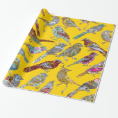 Elegant Dansende vogels op Sunshine Glossy Cadeaupapier (Uitgerold)