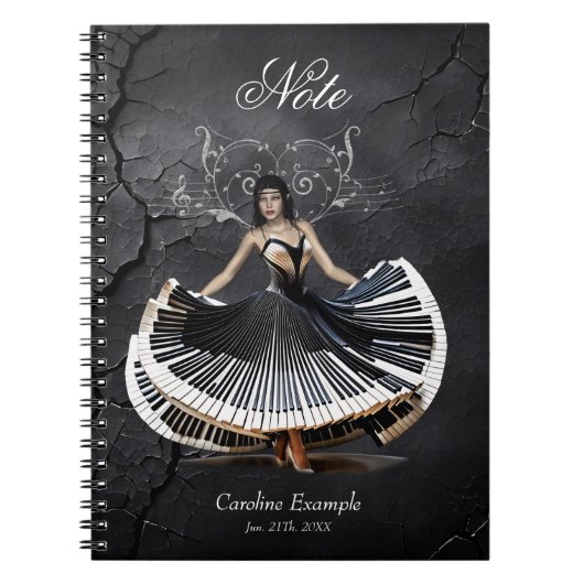 Elegant dansende vrouw notitieboek (Voorkant)