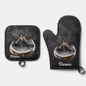 Elegant dansende vrouw ovenwant & pannenlap set (Voorkant)