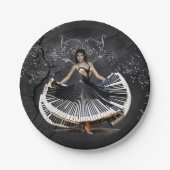 Elegant dansende vrouw papieren bordje (Voorkant)