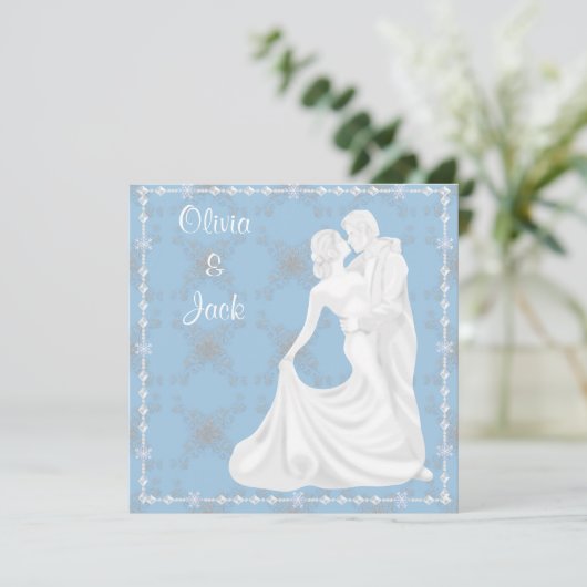 Elegant danst Blue bruiloft uitnodiging (Staand voorkant)