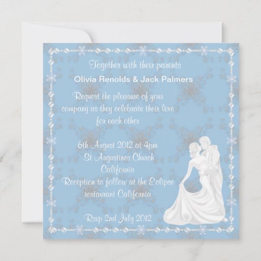 Elegant danst Blue bruiloft uitnodiging (Achterkant)