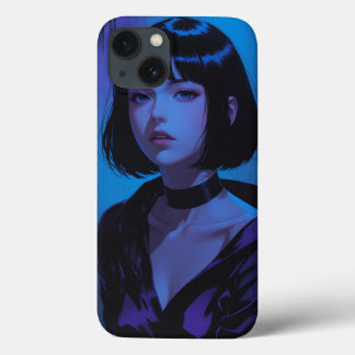 Elegant Dark Aesthetic Anime Hoesje – Blue Glow Ar