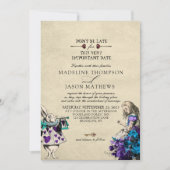  Elegant Dark Alice in Wonderland Wedding Kaart (Voorkant)
