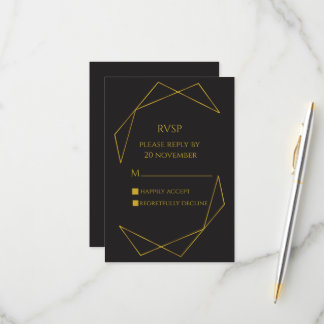 Elegant dark and gold RVSP RSVP Kaartje